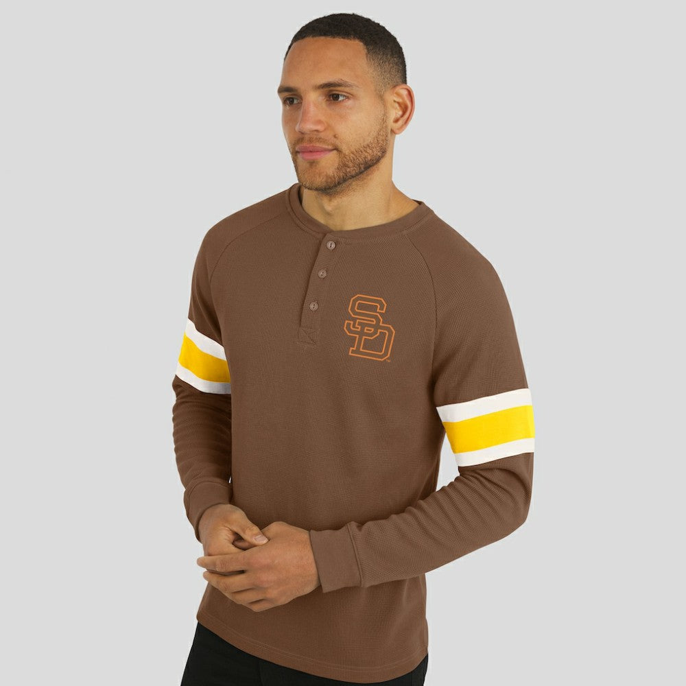 San Diego Padres Darius Rucker Collection Waffle-Knit Raglan Long Sleeve Henley T-Shirt Brown