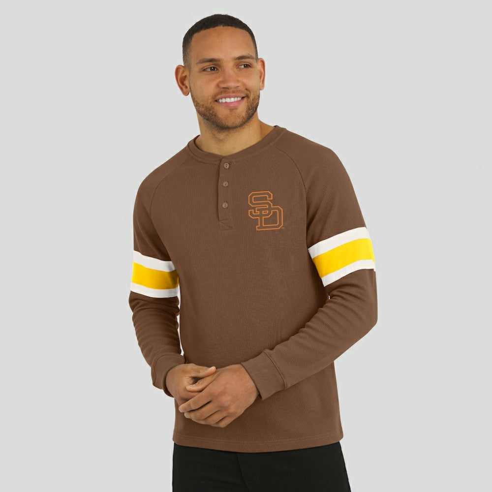 San Diego Padres Darius Rucker Collection Waffle-Knit Raglan Long Sleeve Henley T-Shirt Brown