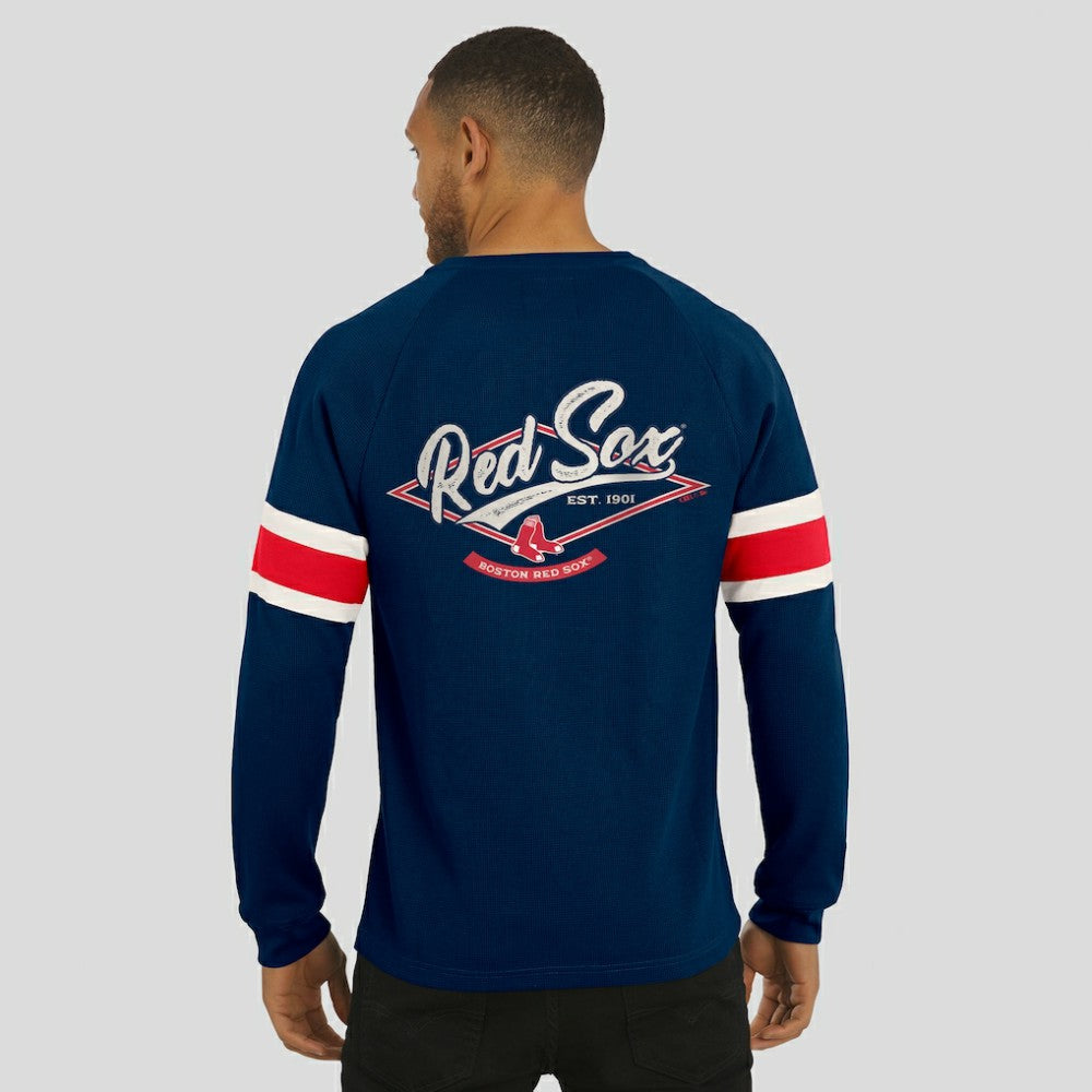 Boston Red Sox Darius Rucker Collection Waffle-Knit Raglan Long Sleeve Henley T-Shirt Navy