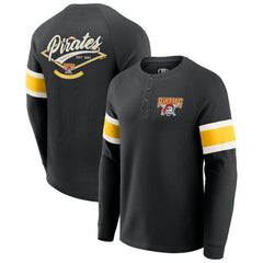 Pittsburgh Pirates Darius Rucker Collection Waffle-Knit Raglan Long Sleeve Henley T-Shirt Black