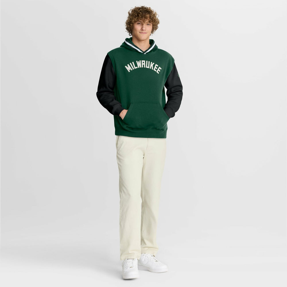 Milwaukee Bucks Half Court Shot Clock Fastbreak Hoodie - Hunter Green/Black discount