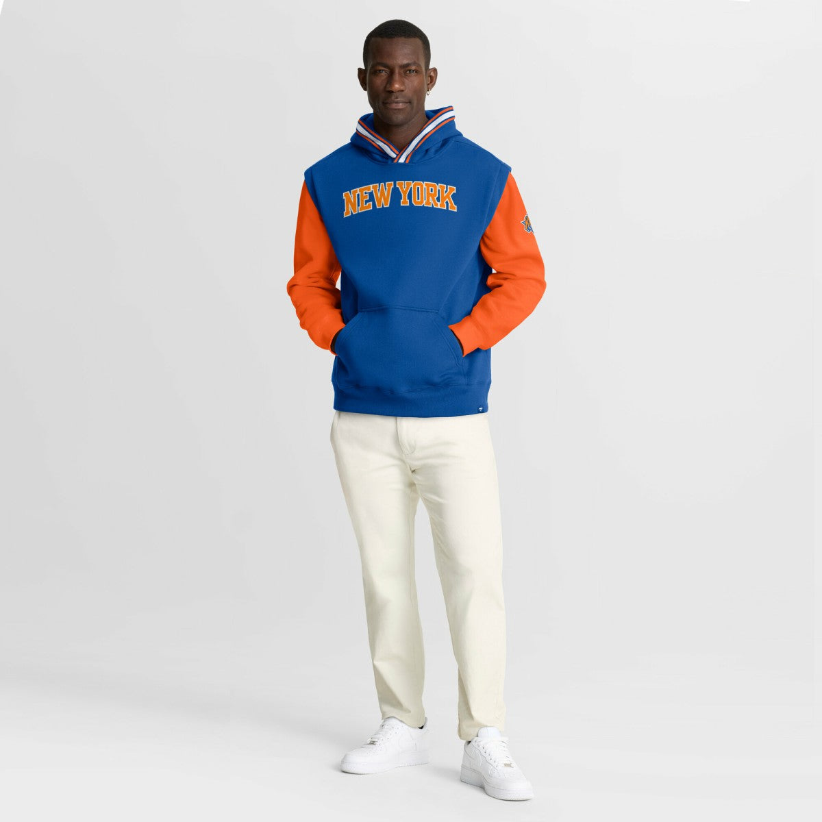 New York Knicks Half Court Shot Clock Fastbreak Hoodie - Blue/Orange for sale