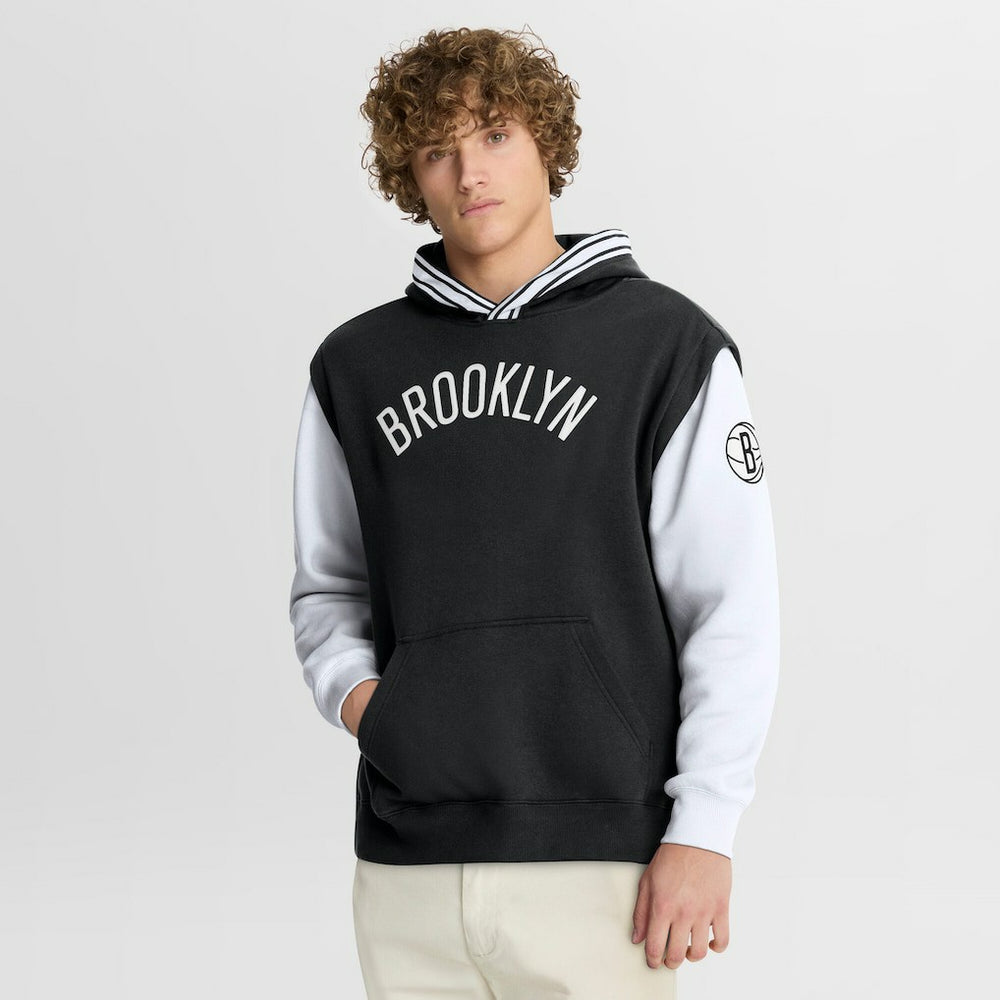 Brooklyn Nets Half Court Shot Clock Fastbreak Hoodie - Black/White cheap