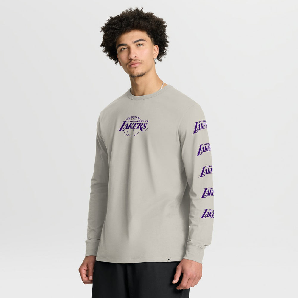 Los Angeles Lakers Crossover Collection Ball Screen Action Premium Long Sleeve T-Shirt - Cream discount