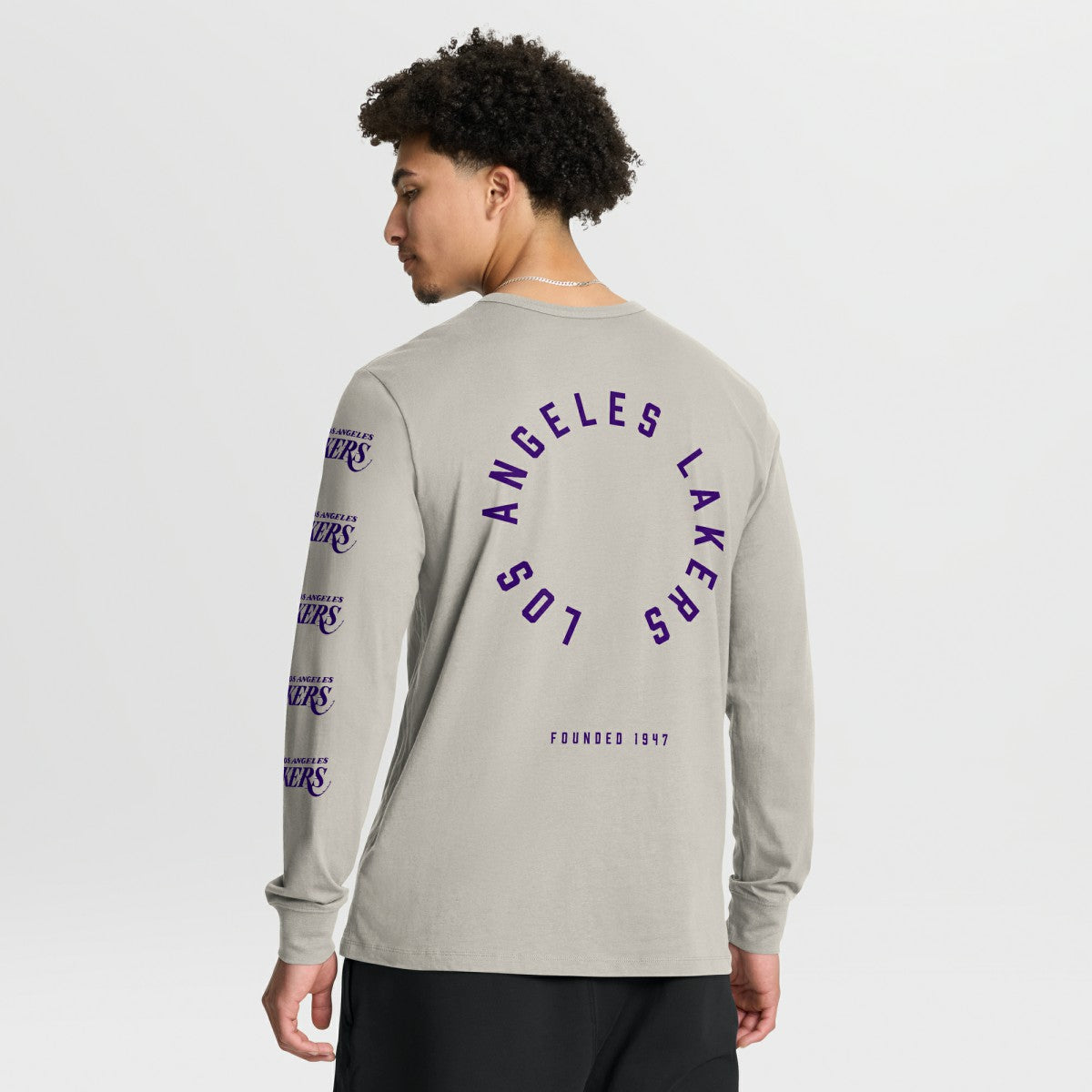 Los Angeles Lakers Crossover Collection Ball Screen Action Premium Long Sleeve T-Shirt - Cream discount