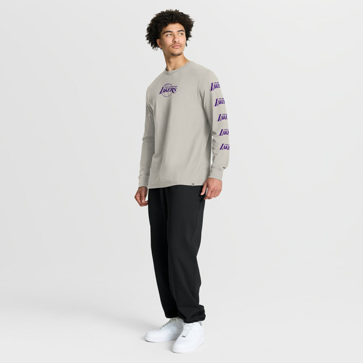 Los Angeles Lakers Crossover Collection Ball Screen Action Premium Long Sleeve T-Shirt - Cream discount