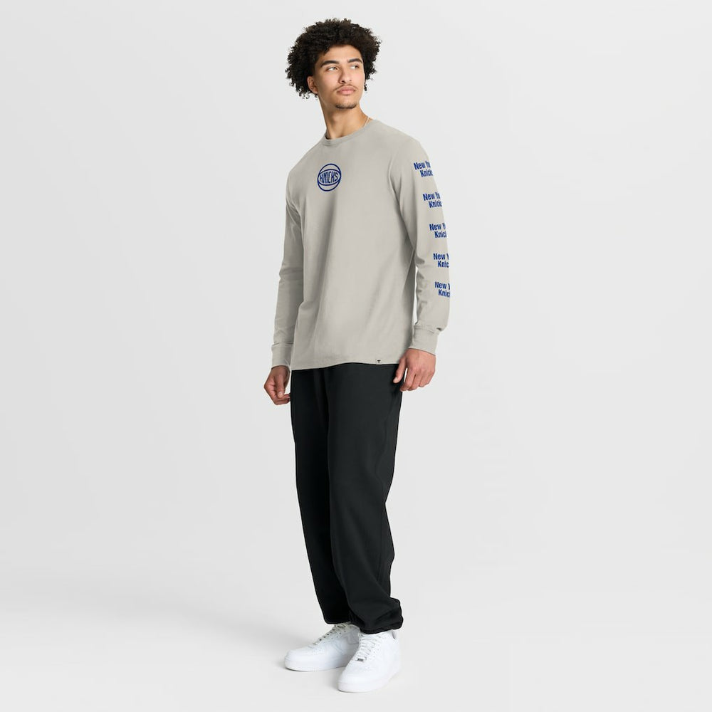 New York Knicks Crossover Collection Ball Screen Action Premium Long Sleeve T-Shirt - Cream discount