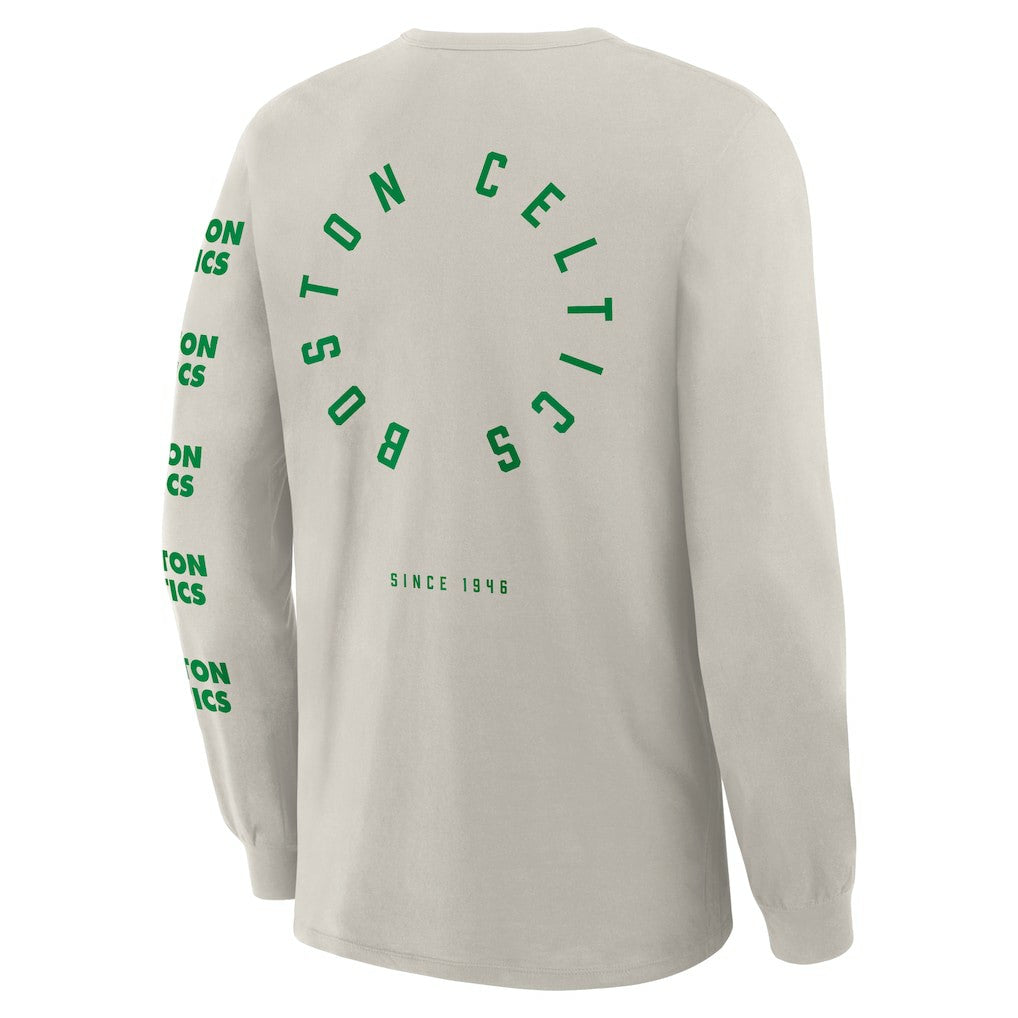 Boston Celtics Crossover Collection Ball Screen Action Premium Long Sleeve T-Shirt - Cream outlet