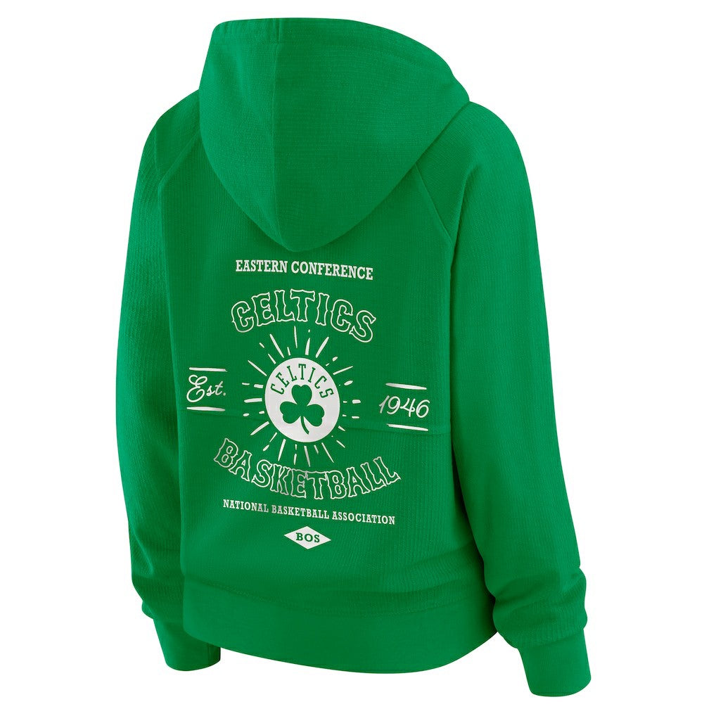 Boston Celtics WEAR by Erin Andrews Women's Vintage Full-Zip Raglan Hoodie - Green on sale