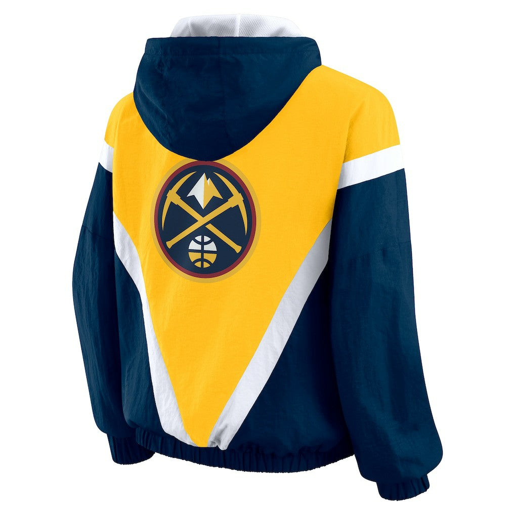 Denver Nuggets WEAR by Erin Andrews Women's Colorblock Full-Zip Hoodie Windbreaker Jacket sale - Gold/Navy outlet