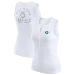 Boston Celtics WEAR by Erin Andrews Women's Rib-Knit Henley Tank Top - White shop