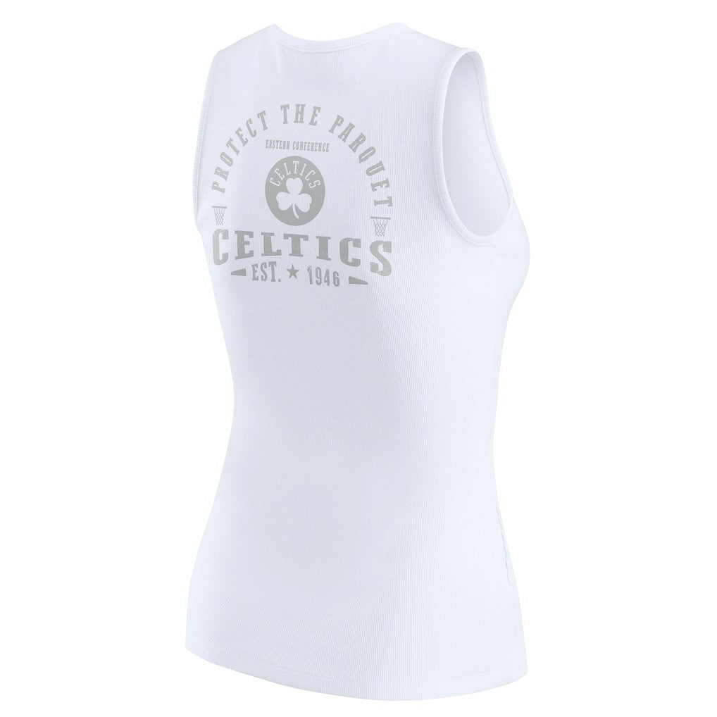 Boston Celtics WEAR by Erin Andrews Women's Rib-Knit Henley Tank Top - White shop