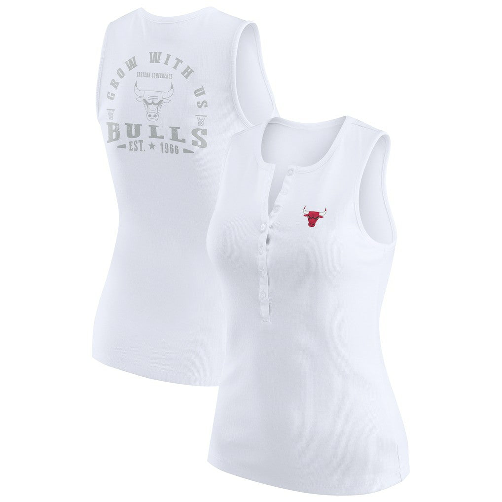 Chicago Bulls WEAR by Erin Andrews Women's Rib-Knit Henley Tank Top sale - White sale