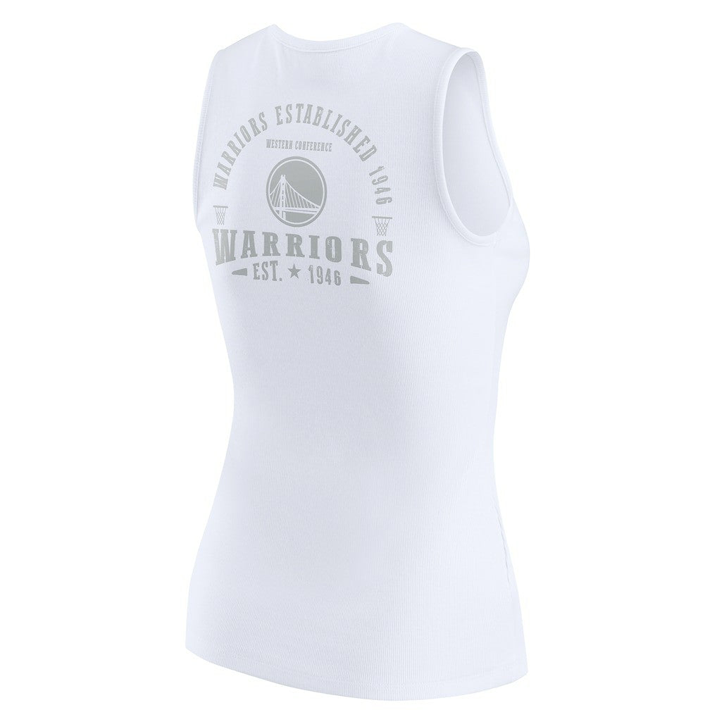Golden State Warriors WEAR by Erin Andrews Women's Rib-Knit Henley Tank Top sale - White on sale