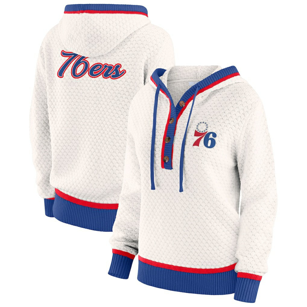 Philadelphia 76ers WEAR by Erin Andrews Women's Plus Size Hoodie Sweater - Cream online