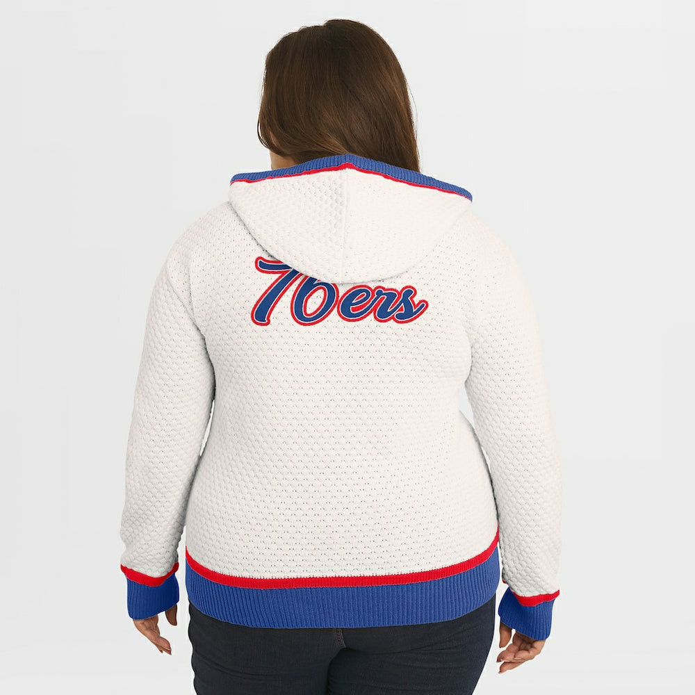 Philadelphia 76ers WEAR by Erin Andrews Women's Plus Size Hoodie Sweater - Cream online