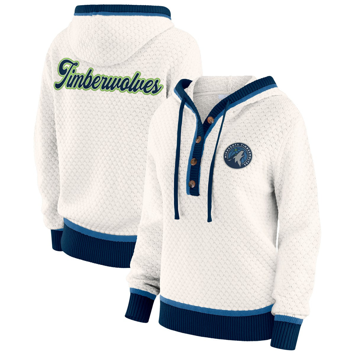 Minnesota Timberwolves WEAR by Erin Andrews Women's Plus Size Hoodie Sweater - Cream shop