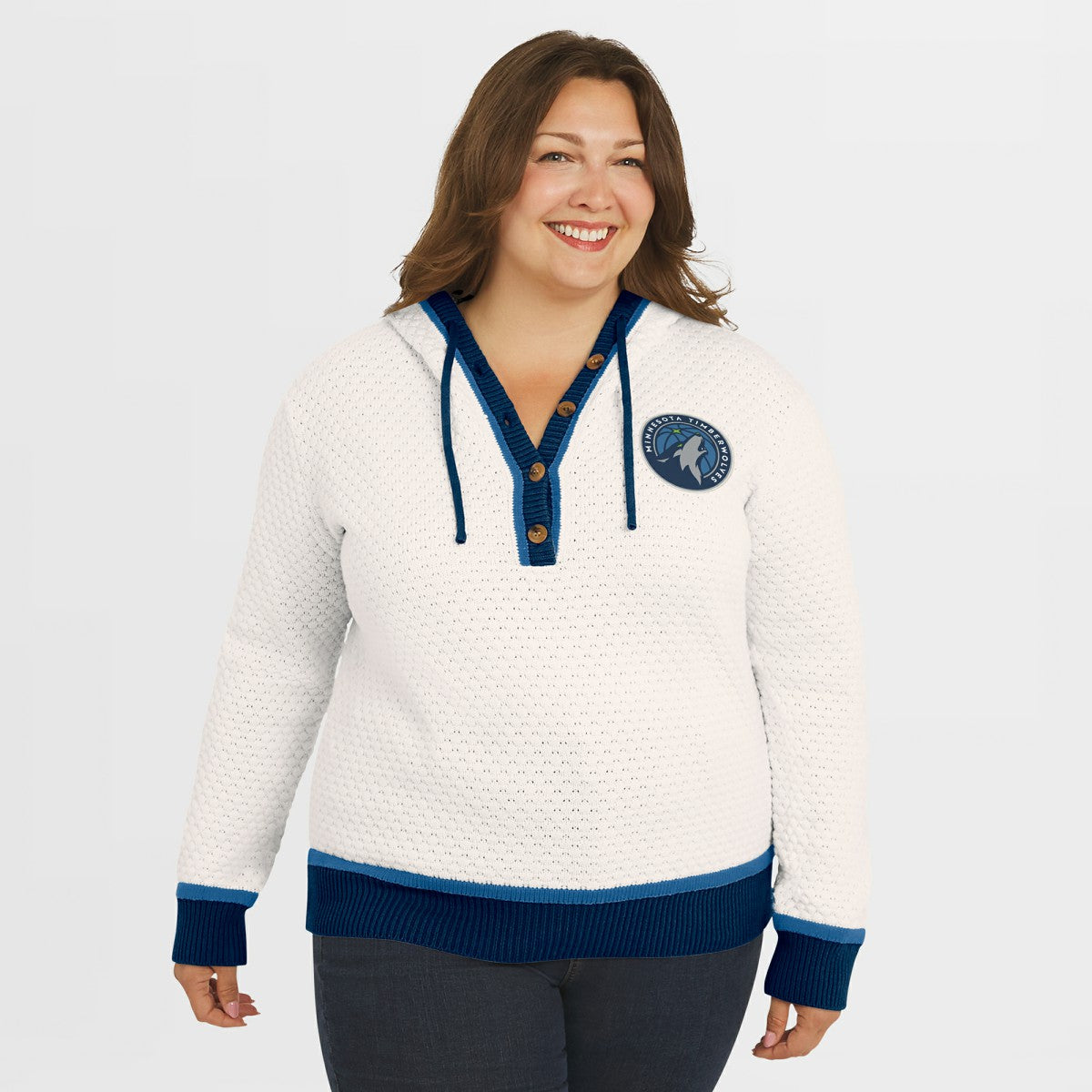 Minnesota Timberwolves WEAR by Erin Andrews Women's Plus Size Hoodie Sweater - Cream shop