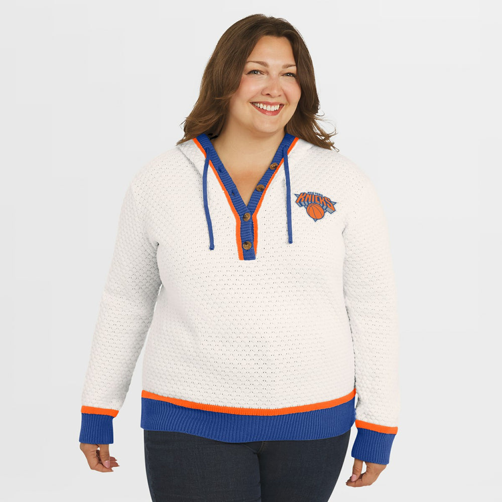 New York Knicks WEAR by Erin Andrews Women's Plus Size Hoodie Sweater - Cream discount