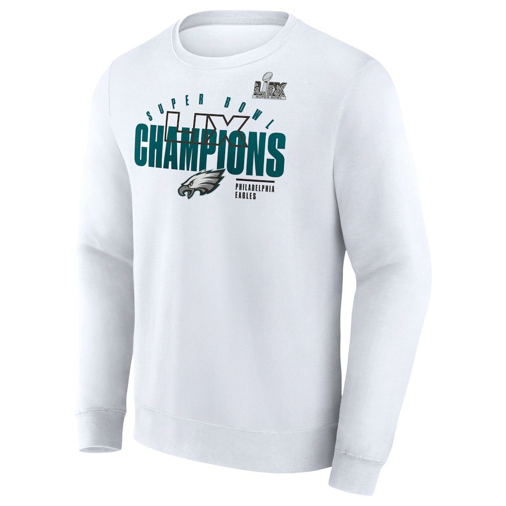 Philadelphia Eagles Super Bowl LIX Champions Iconic Victory Fleece Sweatshirt - White on sale
