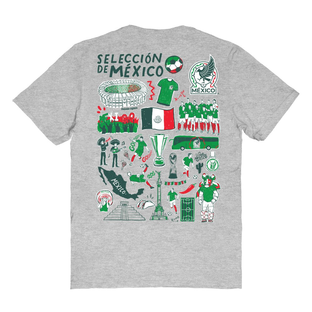Mexico National Team Vive La Fete Women's Impressions Artwork T-Shirt - Heather Gray sale