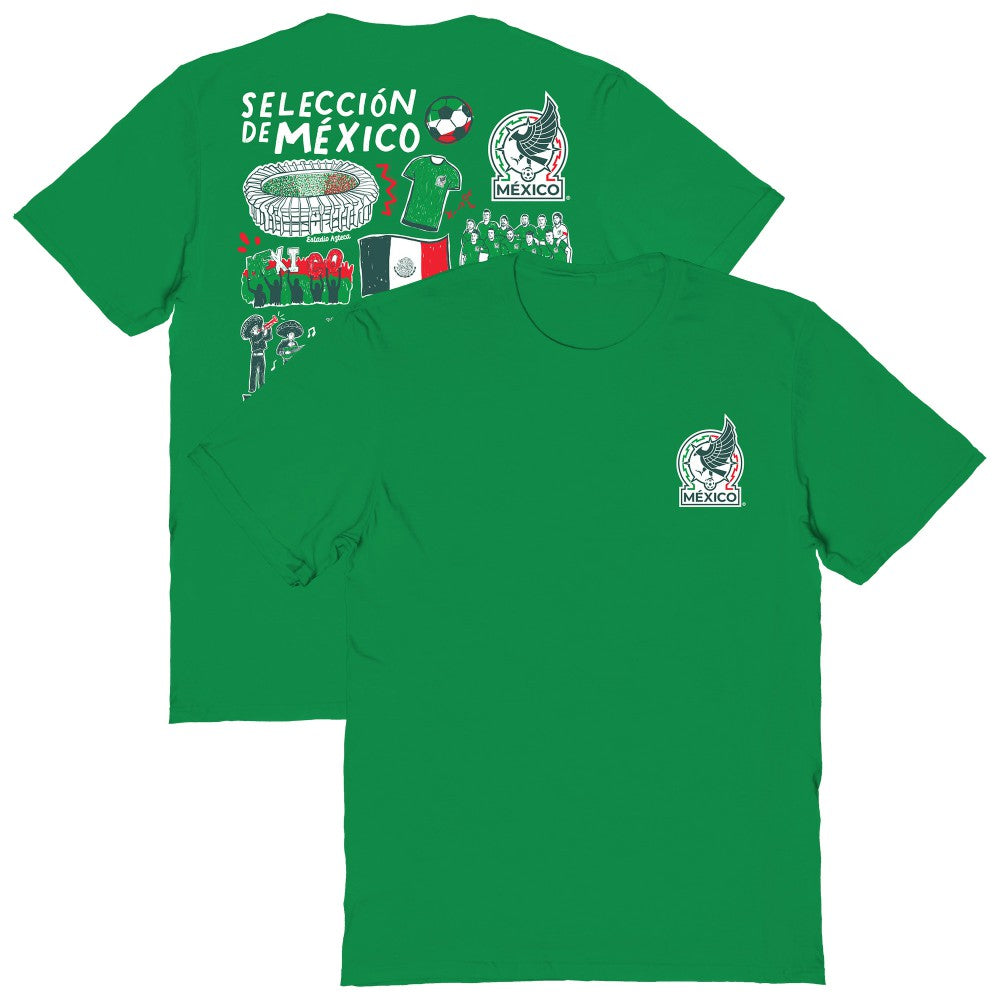 Mexico National Team Vive La Fete Women's Impressions Artwork T-Shirt - Green discount