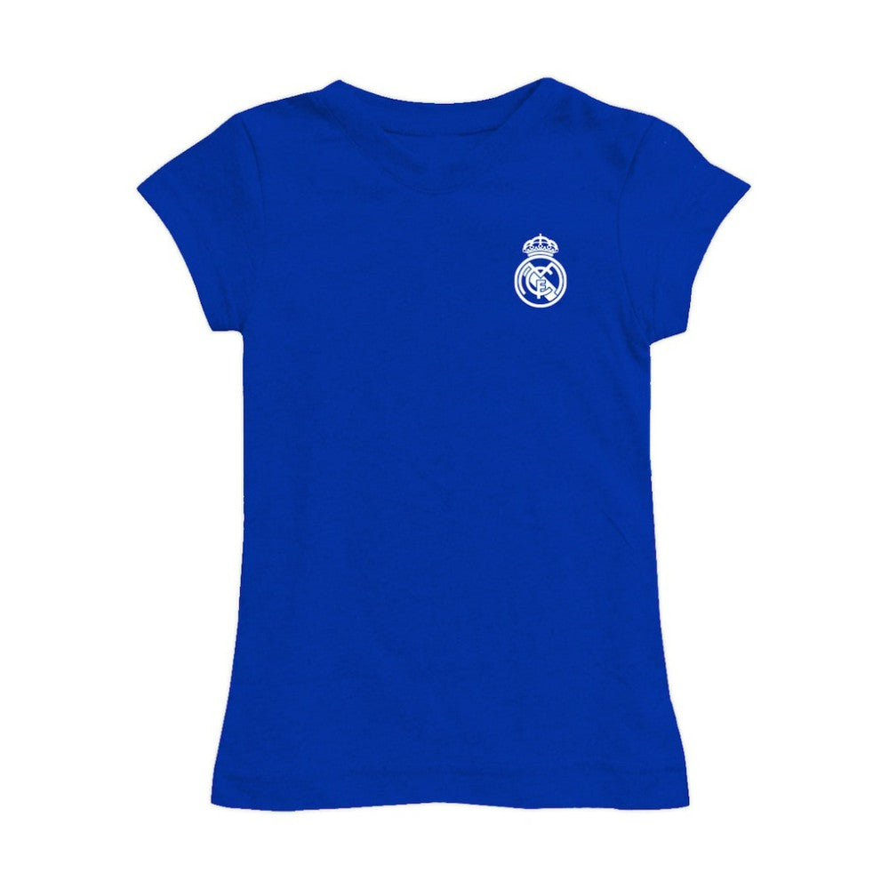 Real Madrid Vive La Fete Girls Youth Color Badge Fitted T-Shirt - Royal outlet