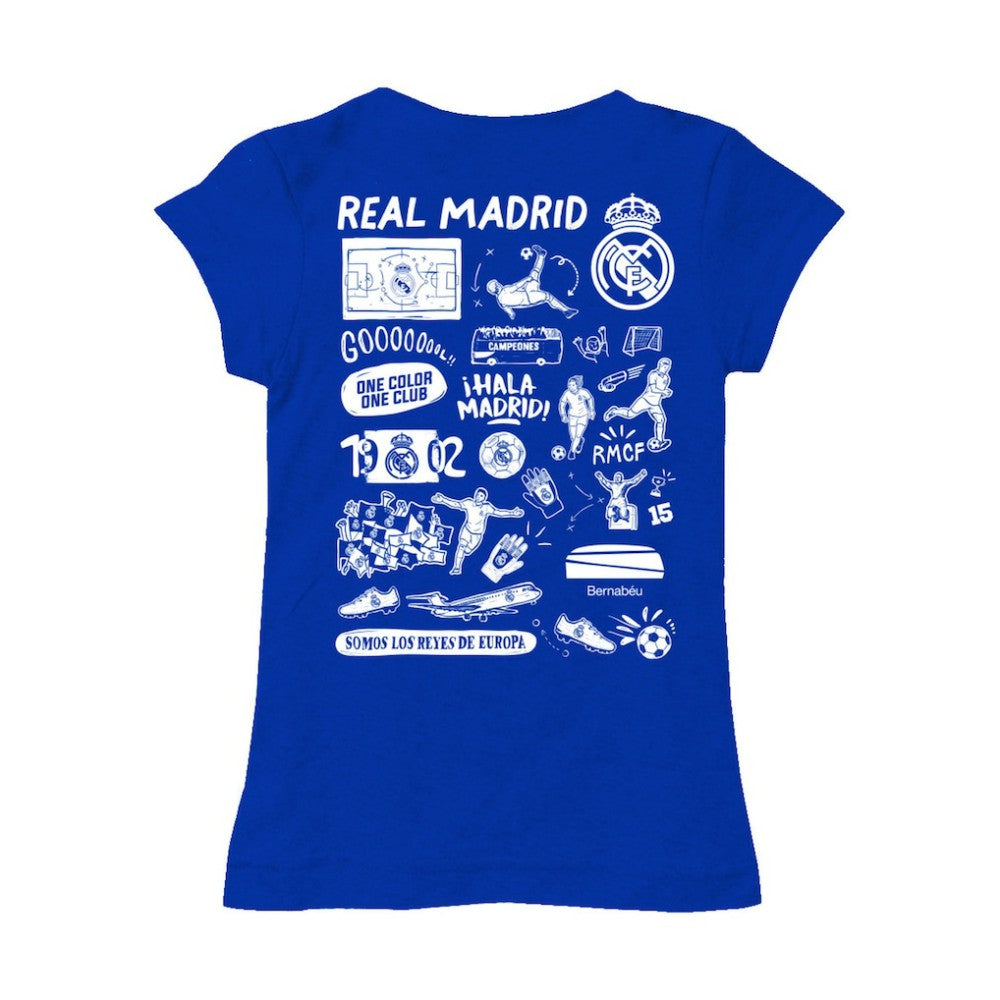 Real Madrid Vive La Fete Girls Youth Color Badge Fitted T-Shirt - Royal outlet