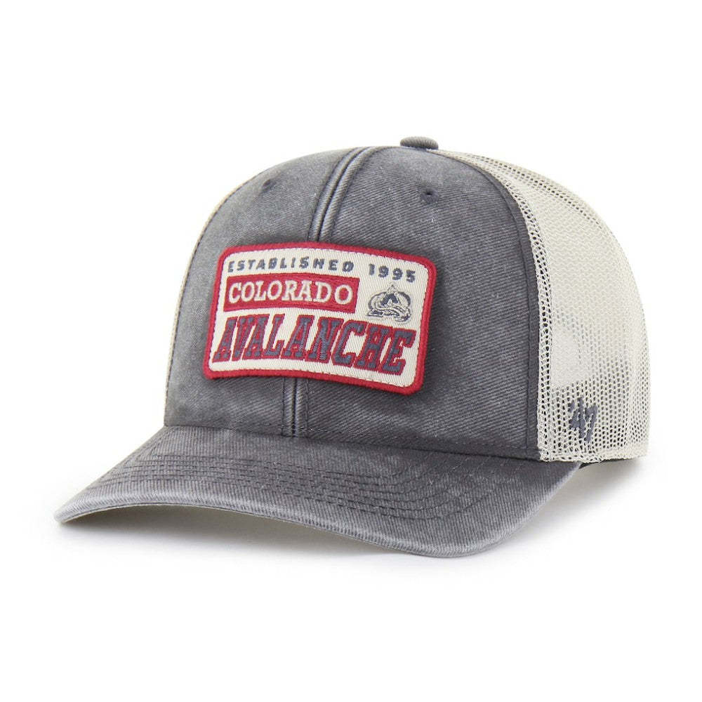 Colorado Avalanche '47 Canteen Pigment Dyed Patch Trucker Adjustable Hat - Charcoal Hats