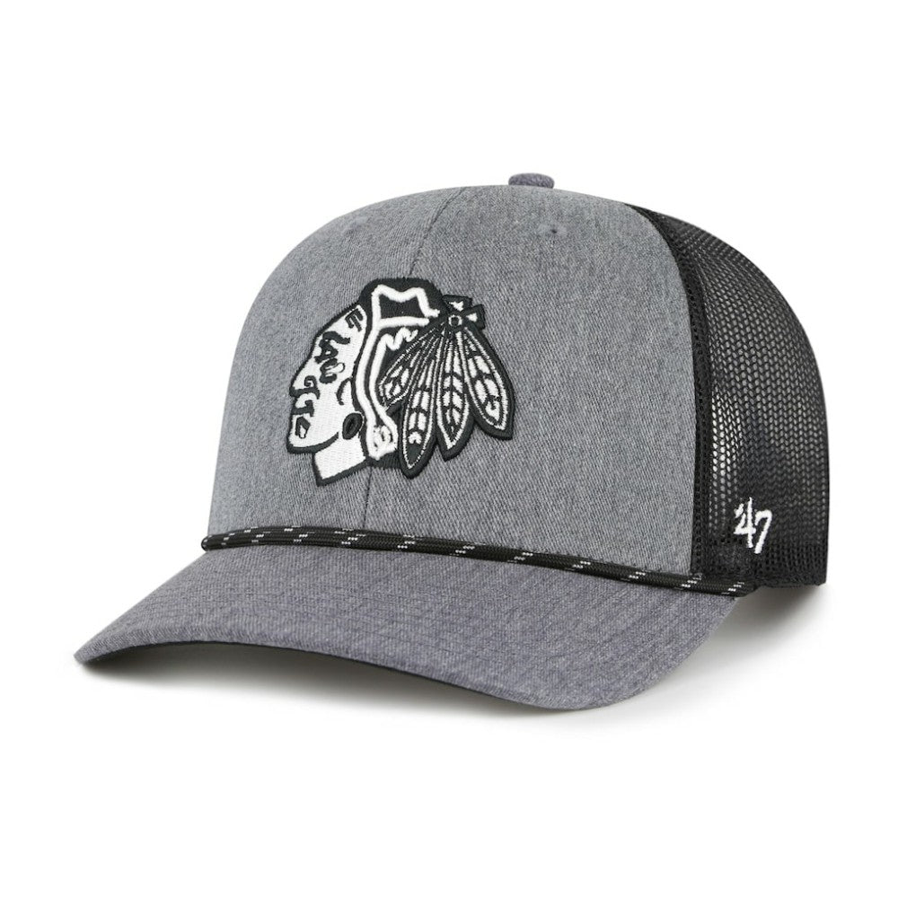 Chicago Blackhawks '47 Carbon Rope Trucker Adjustable Hat - Gray Hats