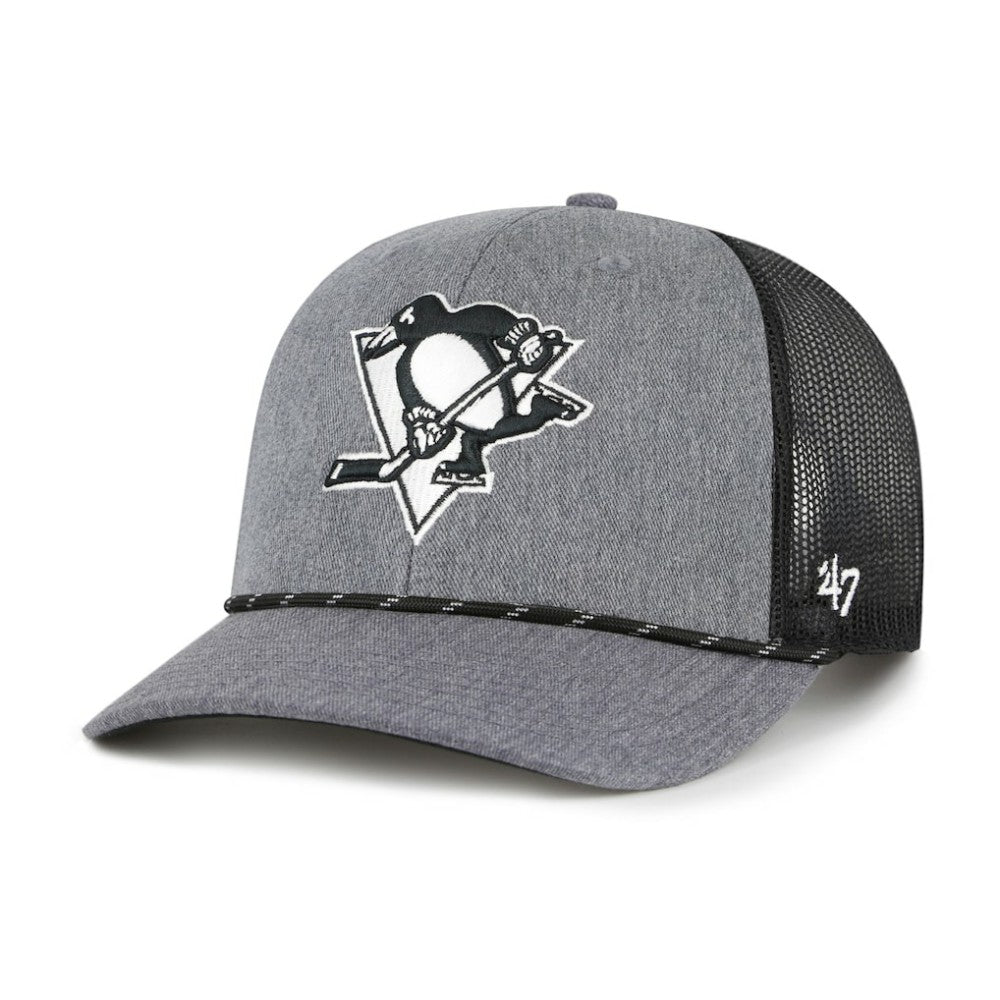 Pittsburgh Penguins '47 Carbon Rope Trucker Adjustable Hat - Gray Hats