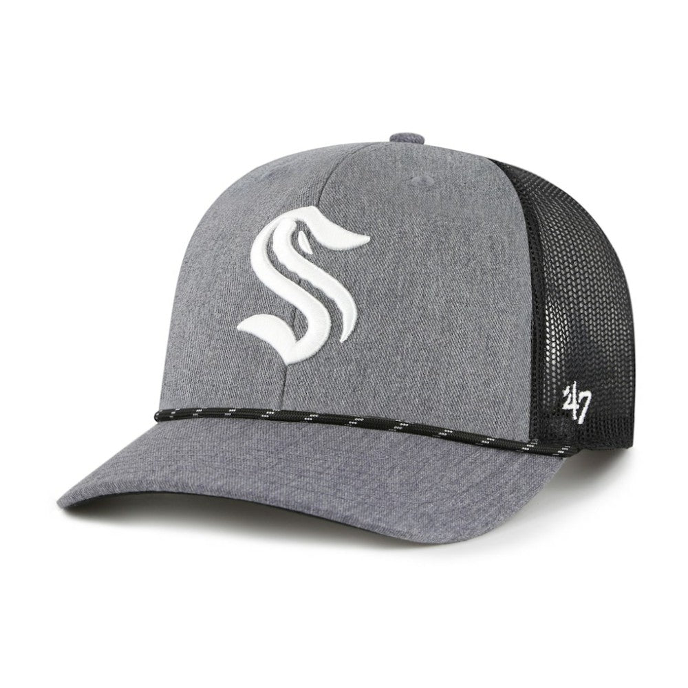 Seattle Kraken '47 Carbon Rope Trucker Adjustable Hat - Gray Hats