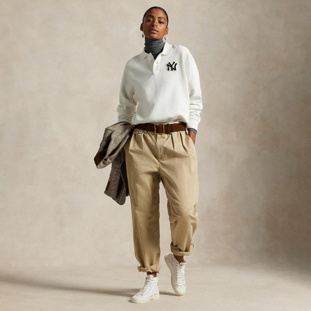 Yankees Polo Ralph Lauren  Fleece Polo White