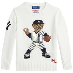 Yankees Polo Ralph Lauren Preschool  Bear Pullover Sweater White