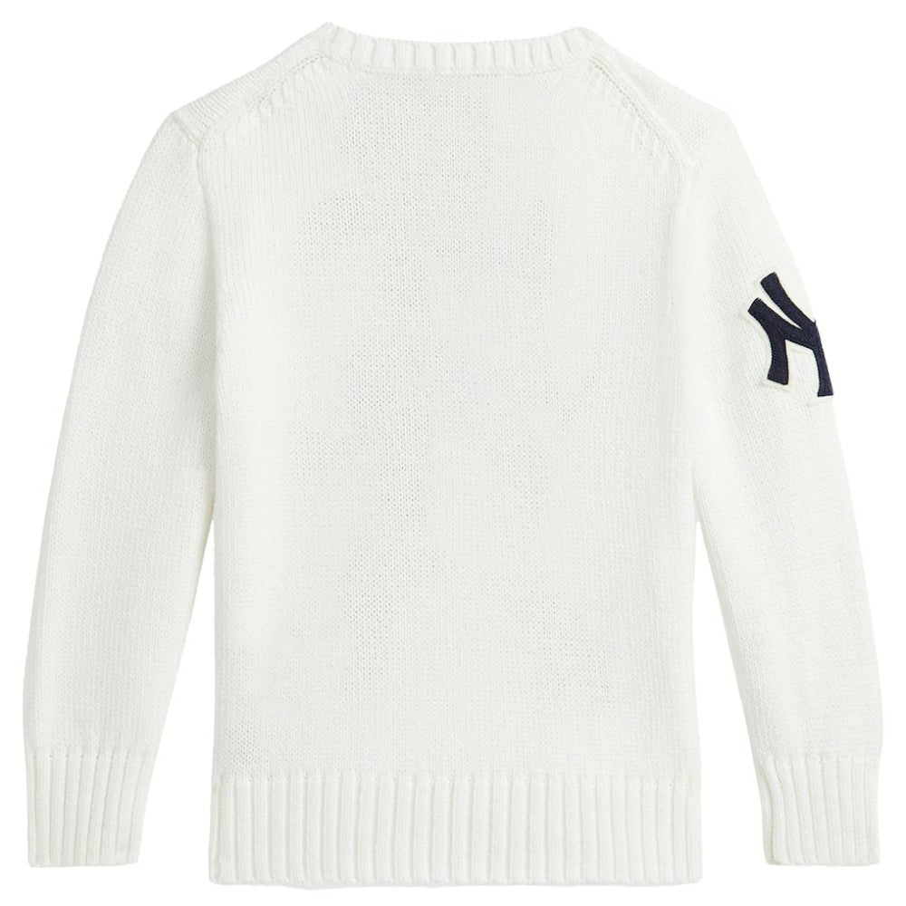 Yankees Polo Ralph Lauren Preschool  Bear Pullover Sweater White