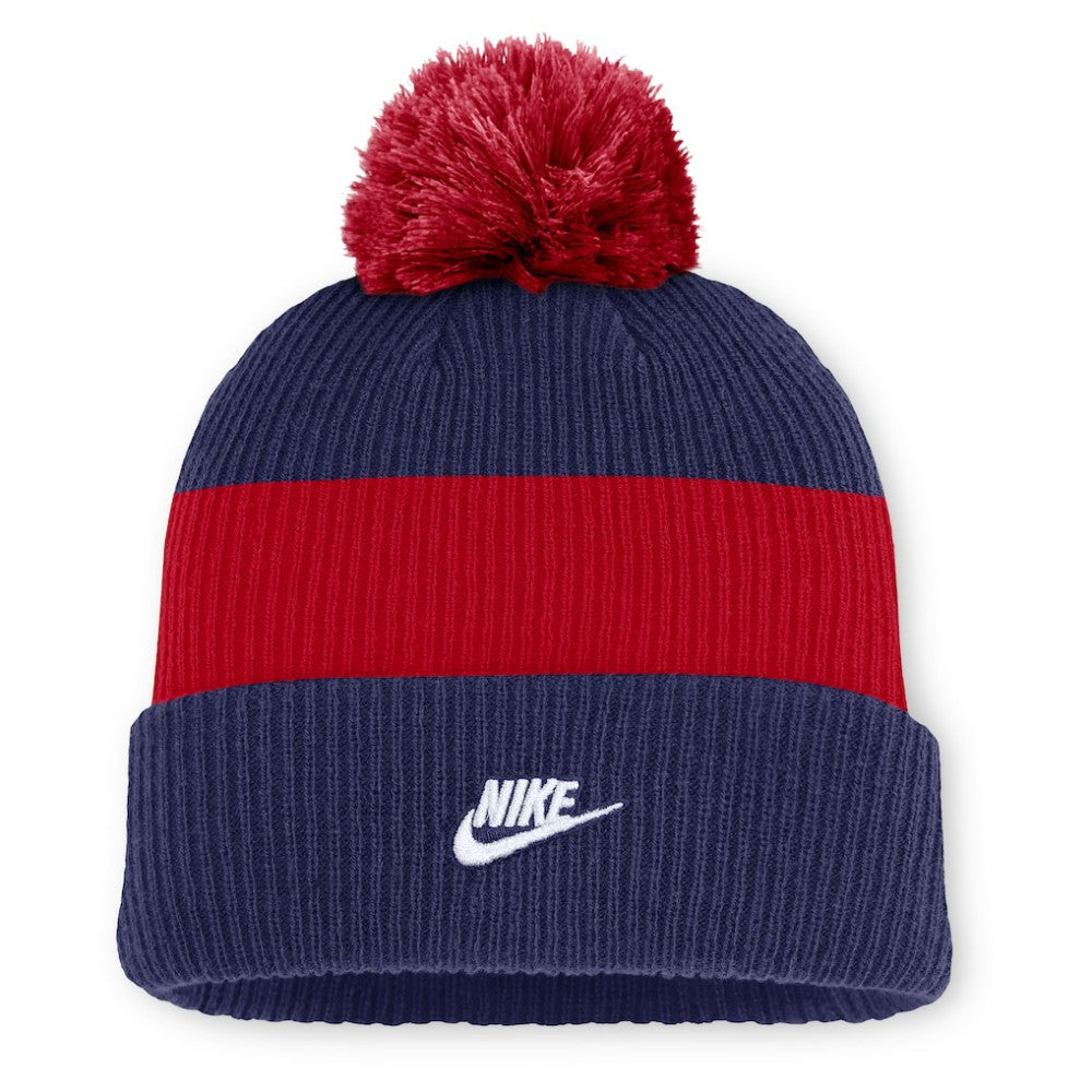 Atlanta Braves Cooperstown Collection Peak Standard Cuffed Knit Hat with Pom Blue/Red