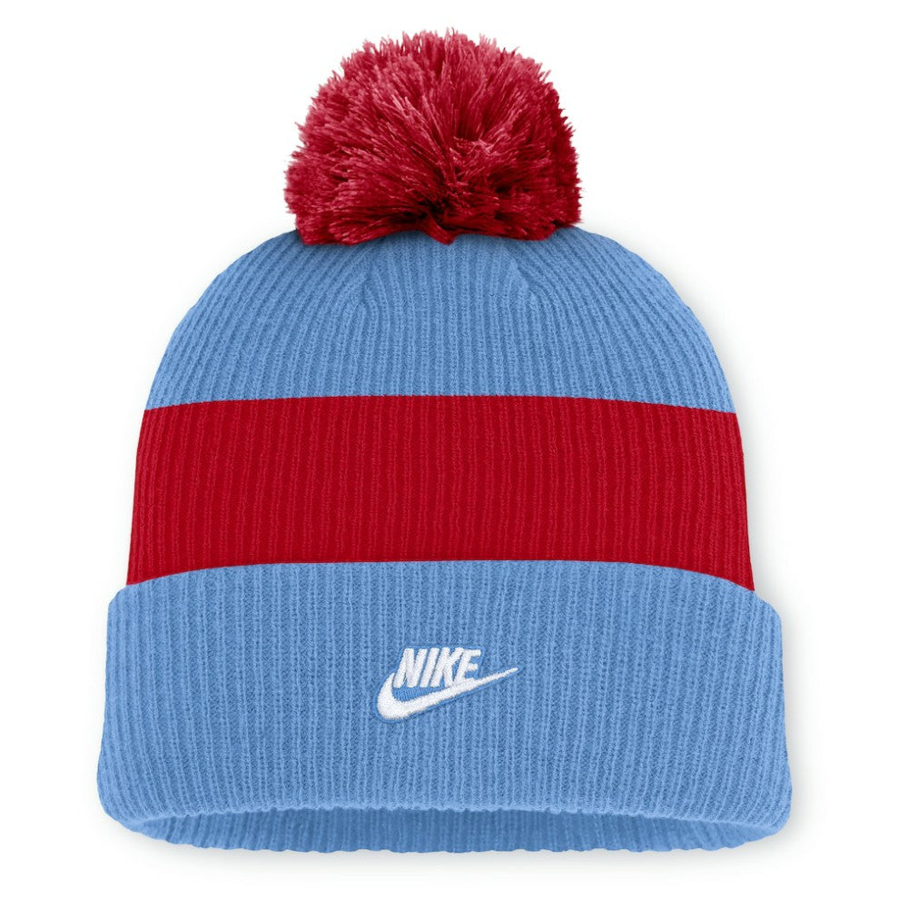 St. Louis Cardinals Cooperstown Collection Peak Standard Cuffed Knit Hat with Pom Light Blue/Red