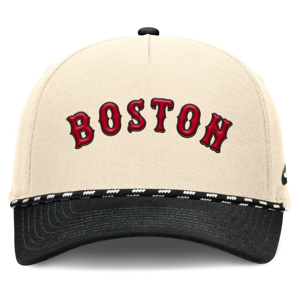 Boston Red Sox Cooperstown Collection Rise Adjustable Hat Natural/Black