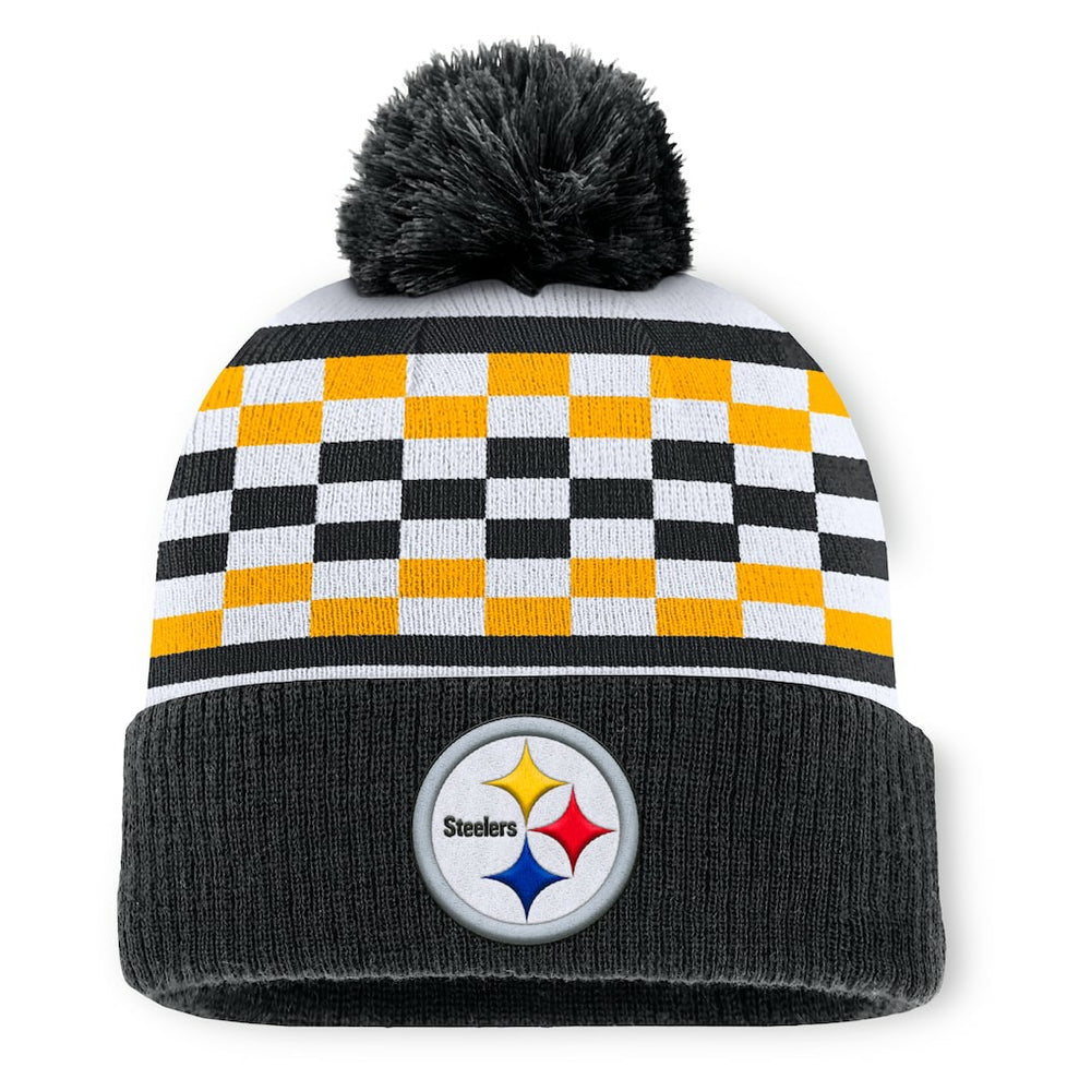 Pittsburgh Steelers Women's End Zone Cuffed Knit Hat with Pom - Black on sale