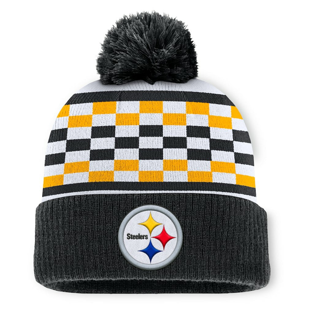 Pittsburgh Steelers Women's End Zone Cuffed Knit Hat with Pom - Black on sale