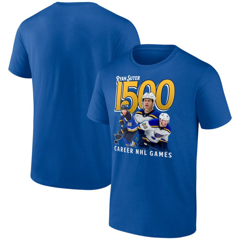 Ryan Suter St. Louis Blues 1500 Career NHL Games T-Shirt - Royal T-shirts