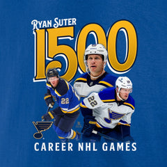 Ryan Suter St. Louis Blues 1500 Career NHL Games T-Shirt - Royal T-shirts