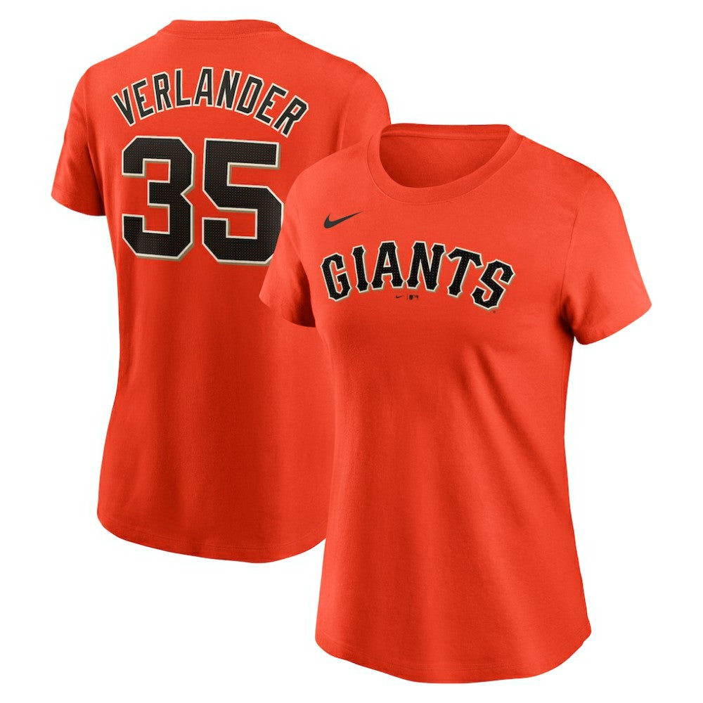 Justin Verlander San Francisco Giants Women's Cooperstown Collection Fuse Name & Number T-Shirt Orange
