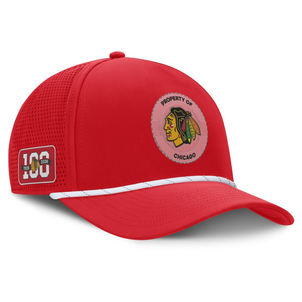 Chicago Blackhawks Fanatics Centennial Pinched Front Adjustable Hat - Red Hats