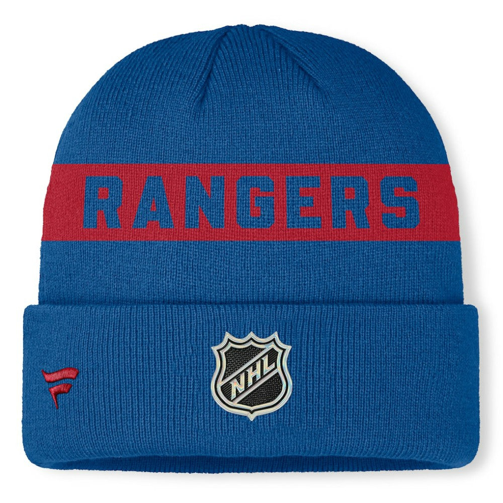 New York Rangers Fanatics Centennial Authentic Pro Cuffed Knit Hat - Blue Hats