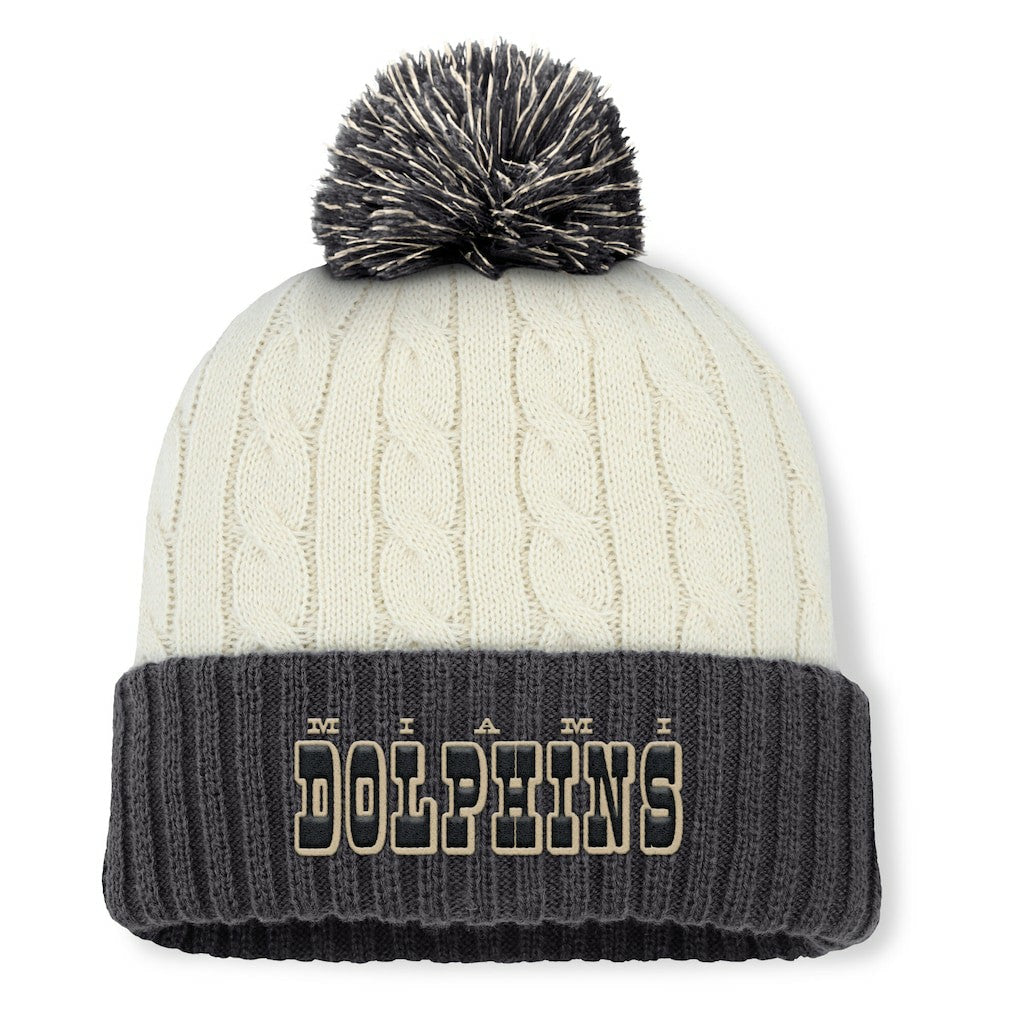 Miami Dolphins Women's Coaxial Cuffed Knit Hat with Pom - Cream outlet