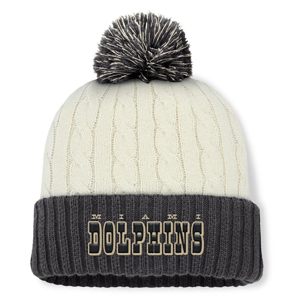 Miami Dolphins Women's Coaxial Cuffed Knit Hat with Pom - Cream outlet