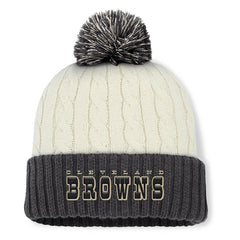 Cleveland Browns Women's Coaxial Cuffed Knit Hat with Pom - Cream cheap