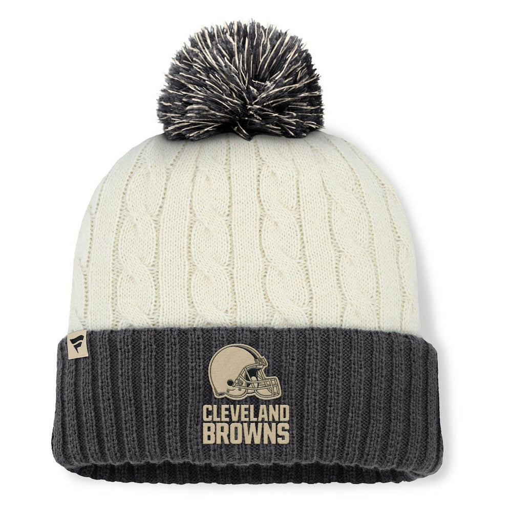 Cleveland Browns Women's Coaxial Cuffed Knit Hat with Pom - Cream cheap