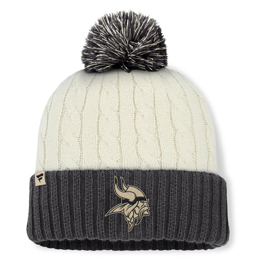 Minnesota Vikings Women's Coaxial Cuffed Knit Hat with Pom - Cream on sale